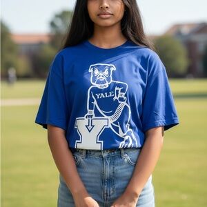 Unisex Yale Blue Short Sleeve Tee- oversized for XS